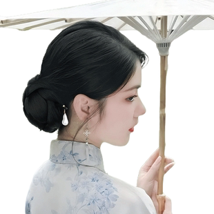 丸子头假发发髻女新中式古风后脑勺发簪盘发假发包汉服旗袍花苞头