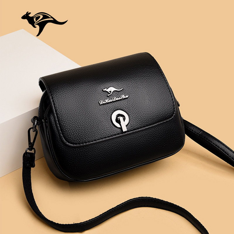 袋鼠真皮小包包女2022新款时尚牛皮单肩斜挎包多层百搭妈妈手机包