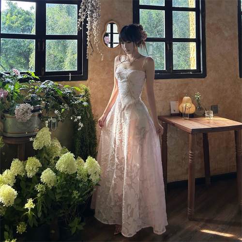 法式超仙浪漫茶歇庄园吊带连衣裙