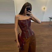 WEIRD 百搭上衣 修身 PUSS 酷飒野性y2k朋克风拉链设计抹胸背心女