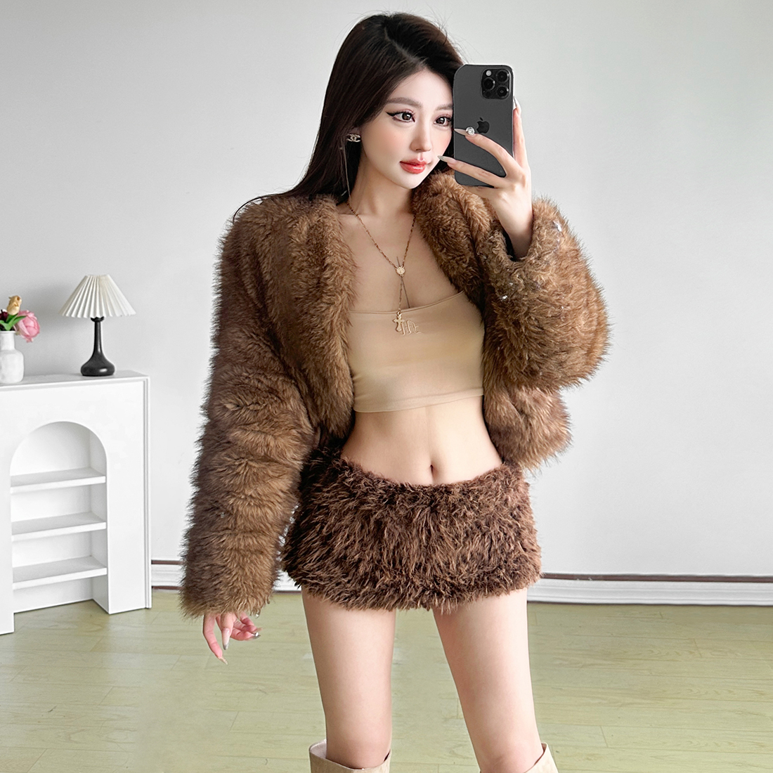 WEIRDPUSS小众千禧辣妹棕色短裙