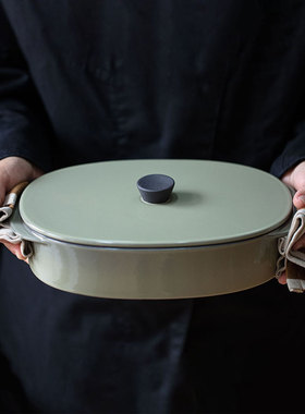 法国Revol 进口双耳烤盘陶瓷烤箱用 家用烘焙器具带盖芝士焗饭盘