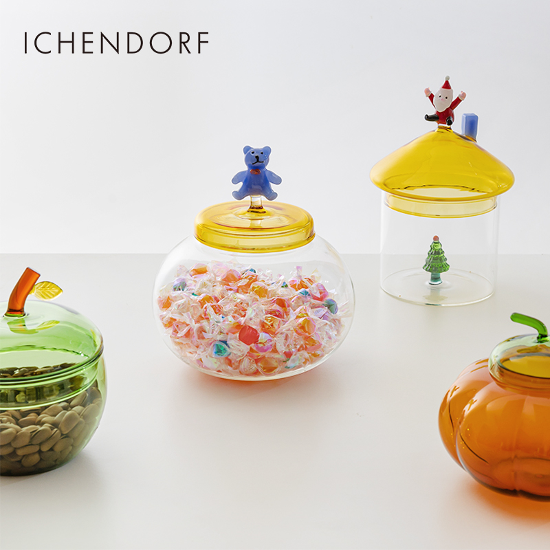 意大利Ichendorf圣诞玻璃储物罐坚果零食糖罐苹果南瓜创意礼物