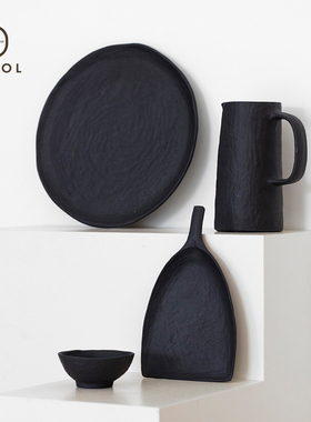 法国REVOL 黑色哑光陶瓷碗盘法式异形餐具家用饭碗盘子复古西餐盘