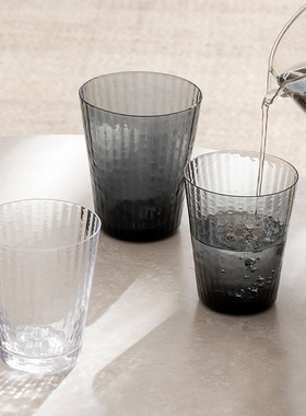 昀/yyun 锤纹水杯透明玻璃咖啡杯热饮杯耐热茶杯啤酒杯家用果汁杯