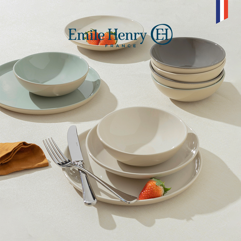 法国奶油色陶瓷沙拉碗餐盘