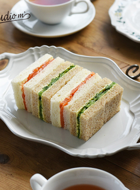 日本Studio M复古双耳陶瓷餐盘不规则 日式家用早餐托盘 甜品盘