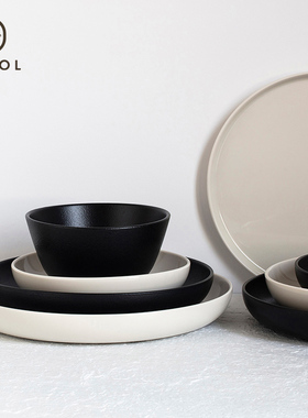 法国Revol 进口陶瓷餐具白色西餐盘 家用平盘饭碗高级感汤盘摆盘