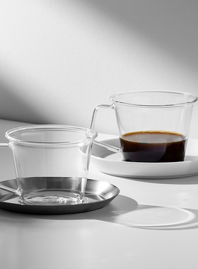 日本kinto Cast设计师款玻璃高硼硅玻璃杯咖啡杯碟日式茶杯牛奶杯