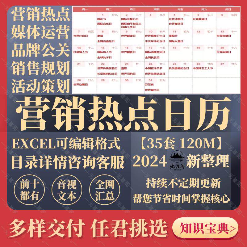 2026营销热点日历模板热点运营直播新媒体社群活动策划表格电子版