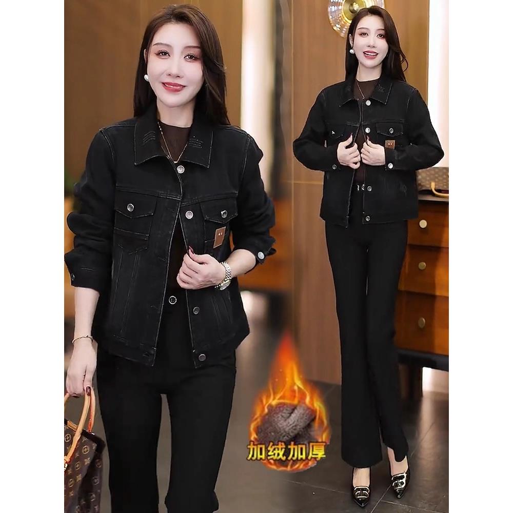 MONLOUVE加绒加厚牛仔外套女2025冬季新款洋气显瘦小个子短款保暖
