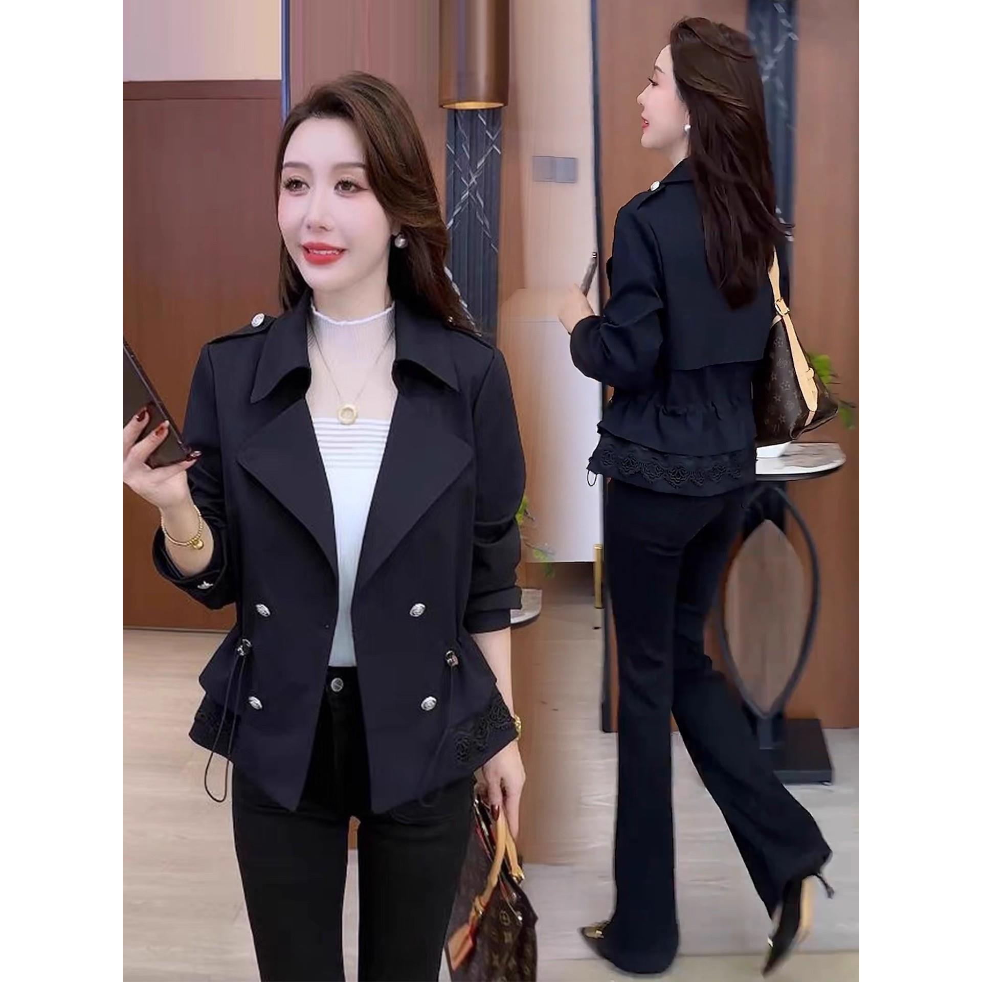 MONLOUVE时尚短款风衣外套女2025秋季新款小个子洋气宽松显瘦休闲