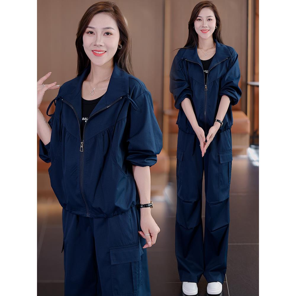 MONLOUVE2025秋季新款时尚开衫外套上衣工装裤套装女宽松气质休闲