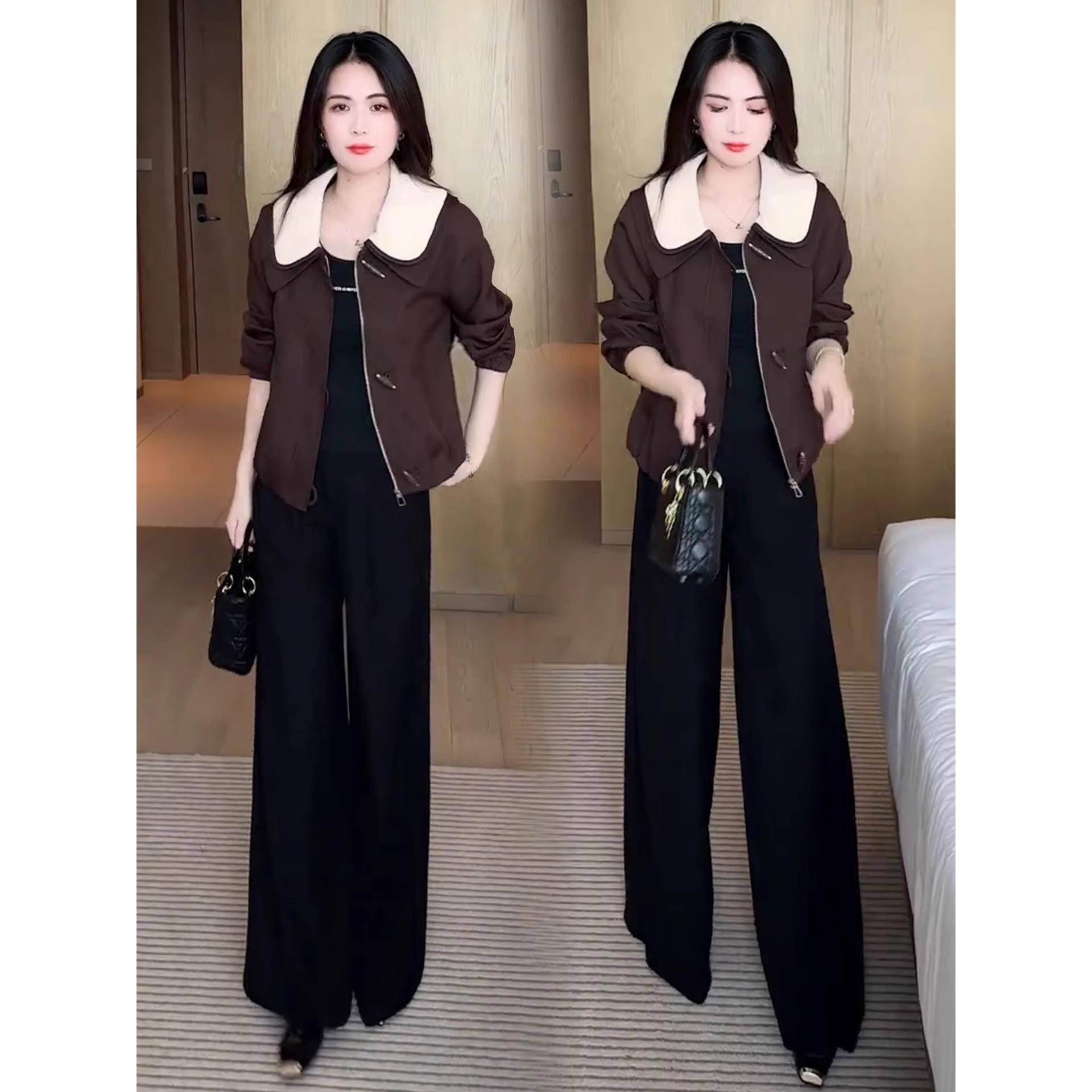 MONLOUVE时尚洋气短外套女2025秋季新款宽松显瘦百搭娃娃领休闲夹