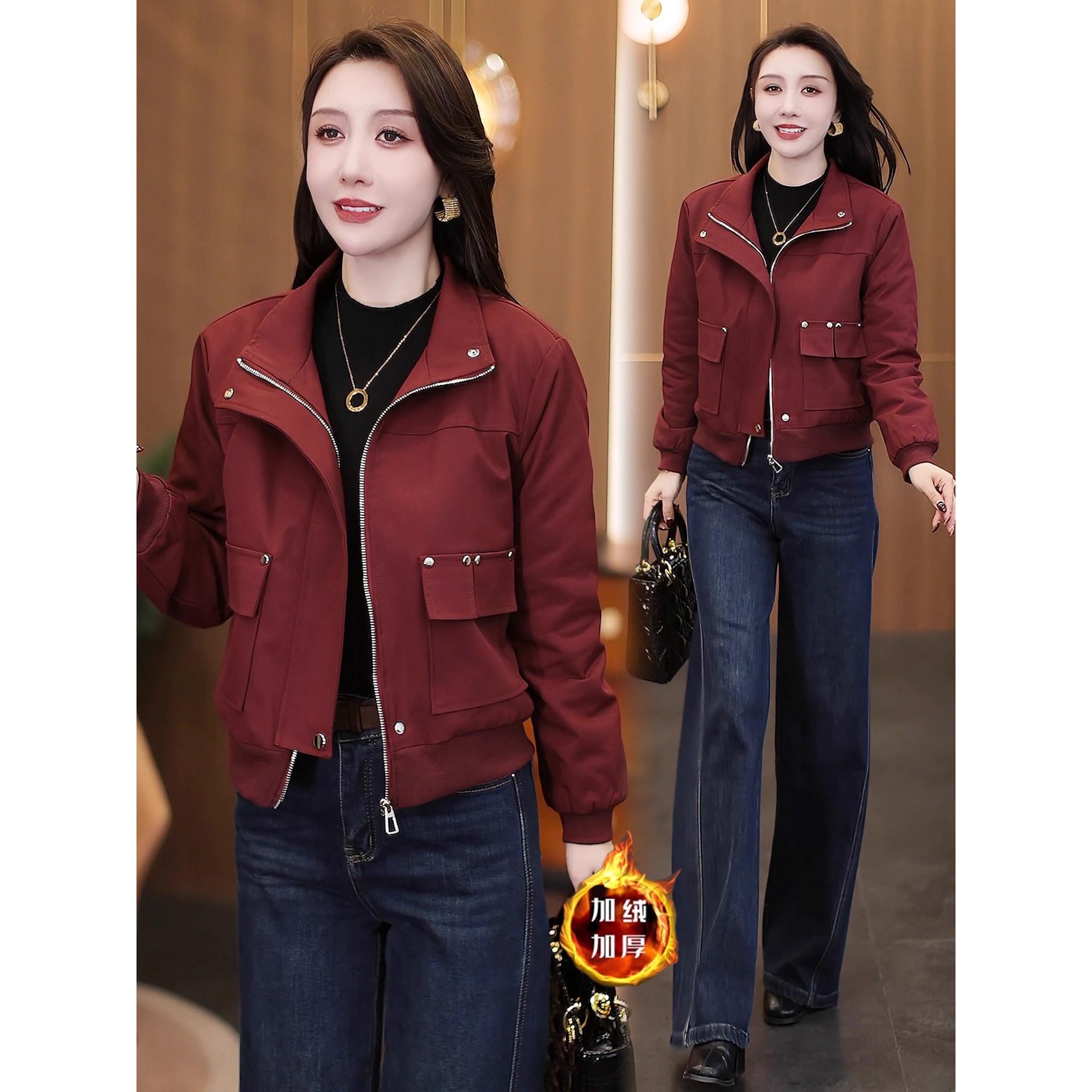 MONLOUVE时尚加绒加厚短外套女2025秋冬新款时髦洋气保暖小个子短