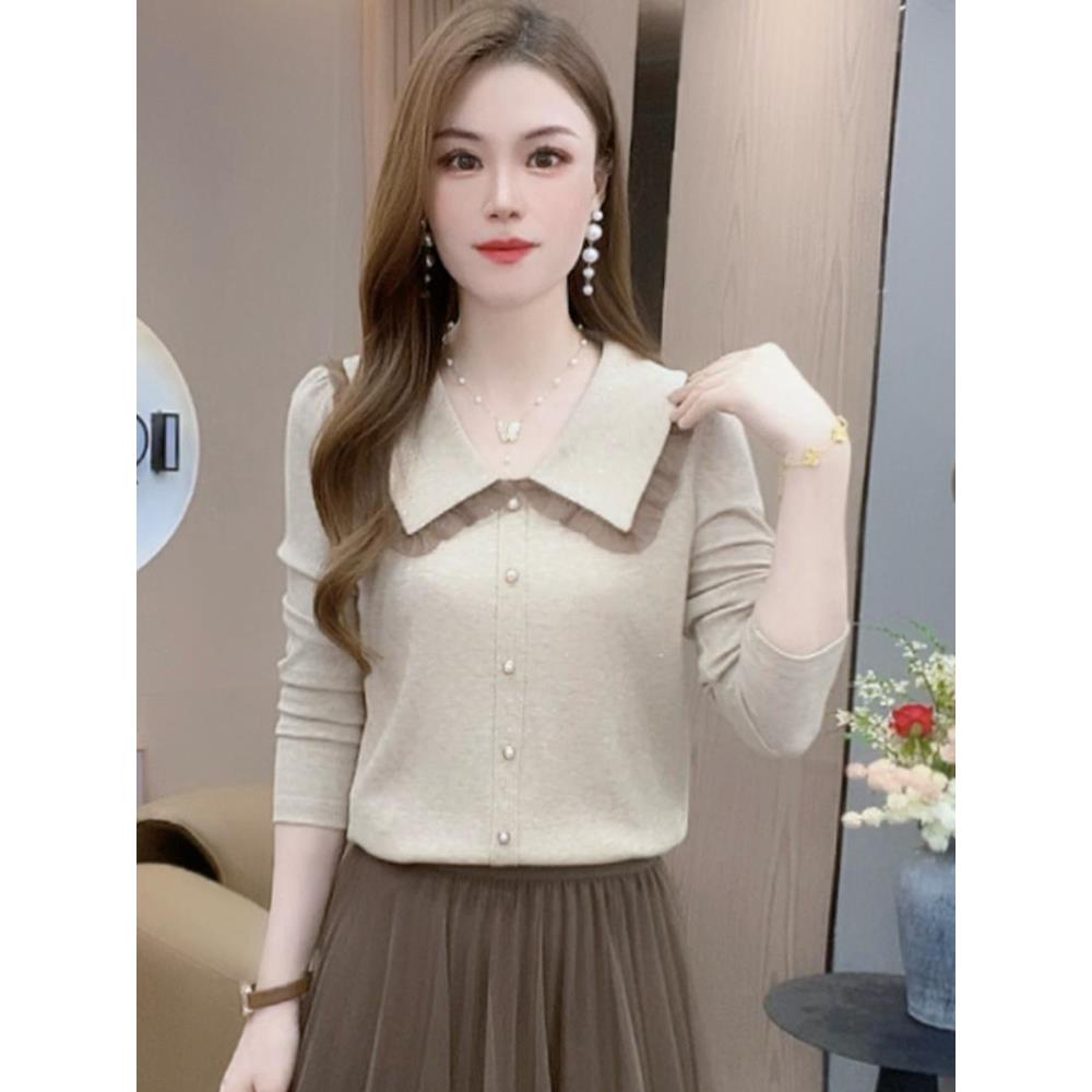 MONLOUVE2025秋季新款时尚休闲洋气长袖打底衫女气质百搭遮肚显瘦