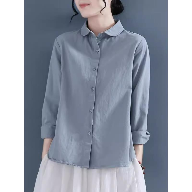 MONLOUVE广东普宁长袖衬衫女2025春秋新款轻奢高级感洋气上衣衬衣
