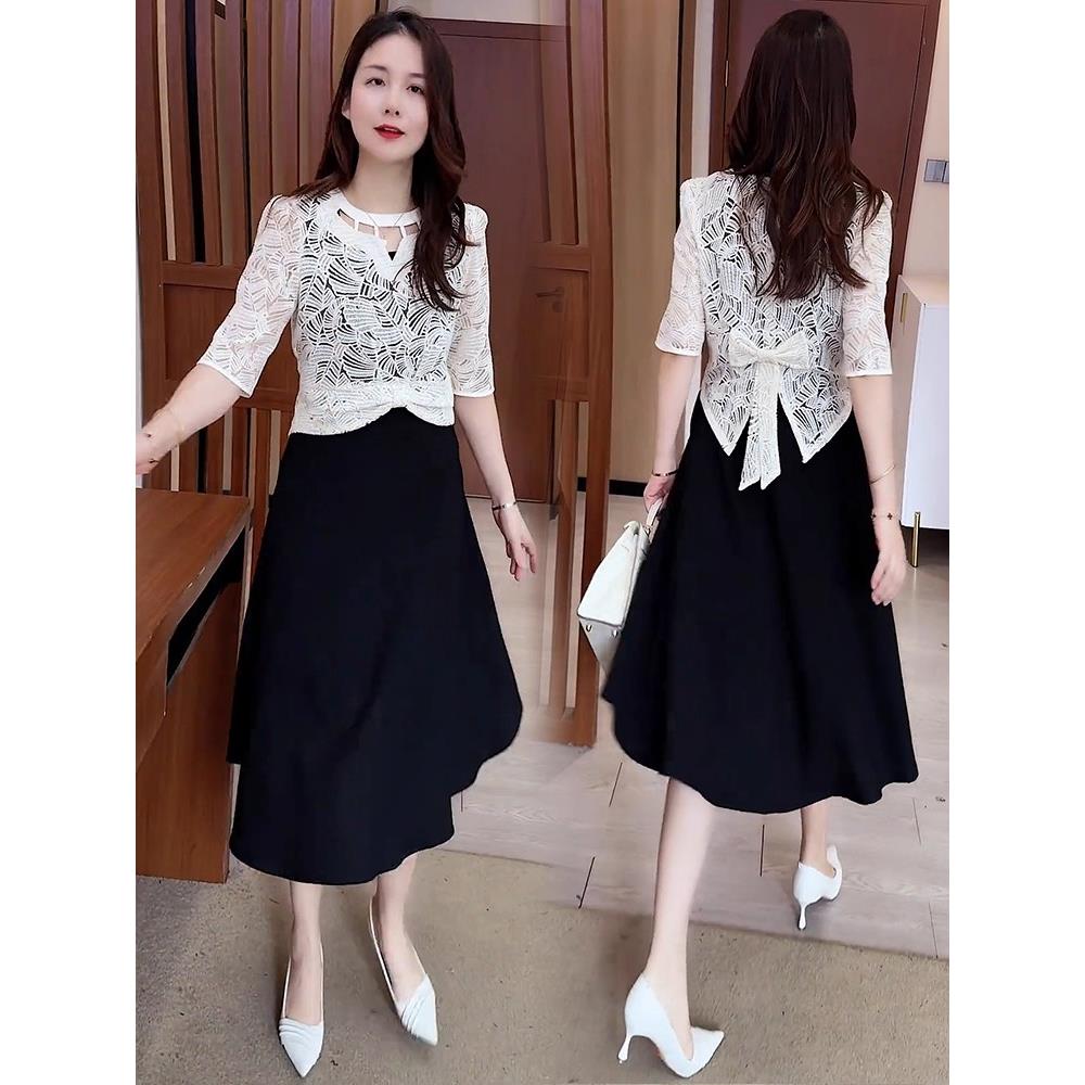 MONLOUVE时尚连衣裙女2025秋季新款洋气小衫镂空针织上衣吊带裙气