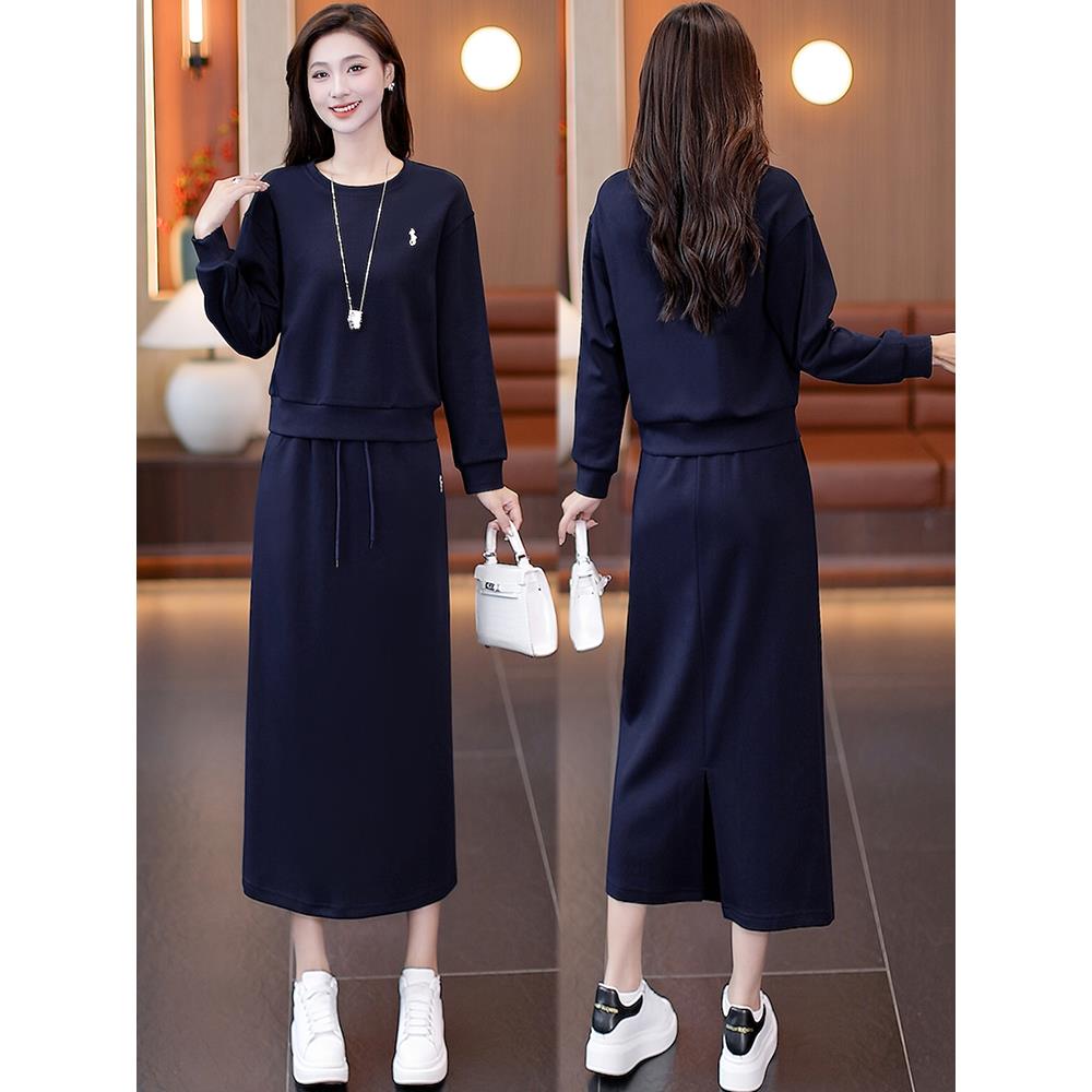 MONLOUVE时尚圆领卫衣套装女士2025秋季新款巨好看气质宽松半身裙