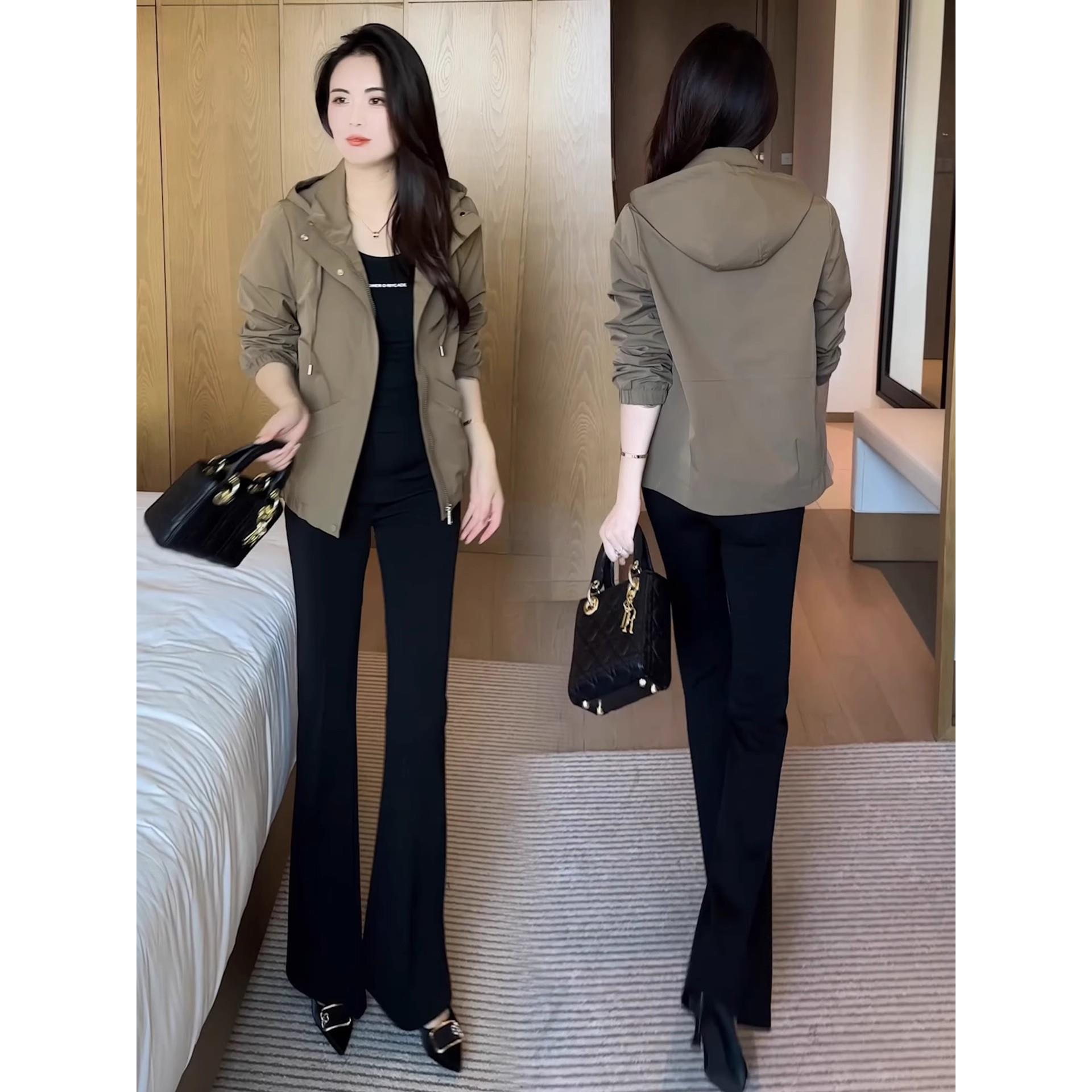 MONLOUVE时尚休闲连帽外套女2025秋季新款韩版宽松显瘦冲锋衣百搭