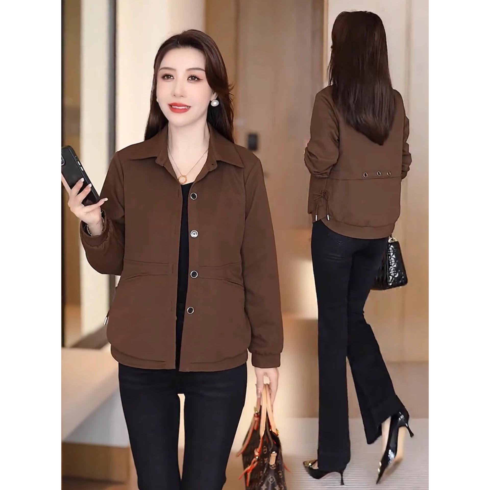 MONLOUVE时尚休闲短款外套女2025秋季新款洋气宽松显瘦百搭翻领夹