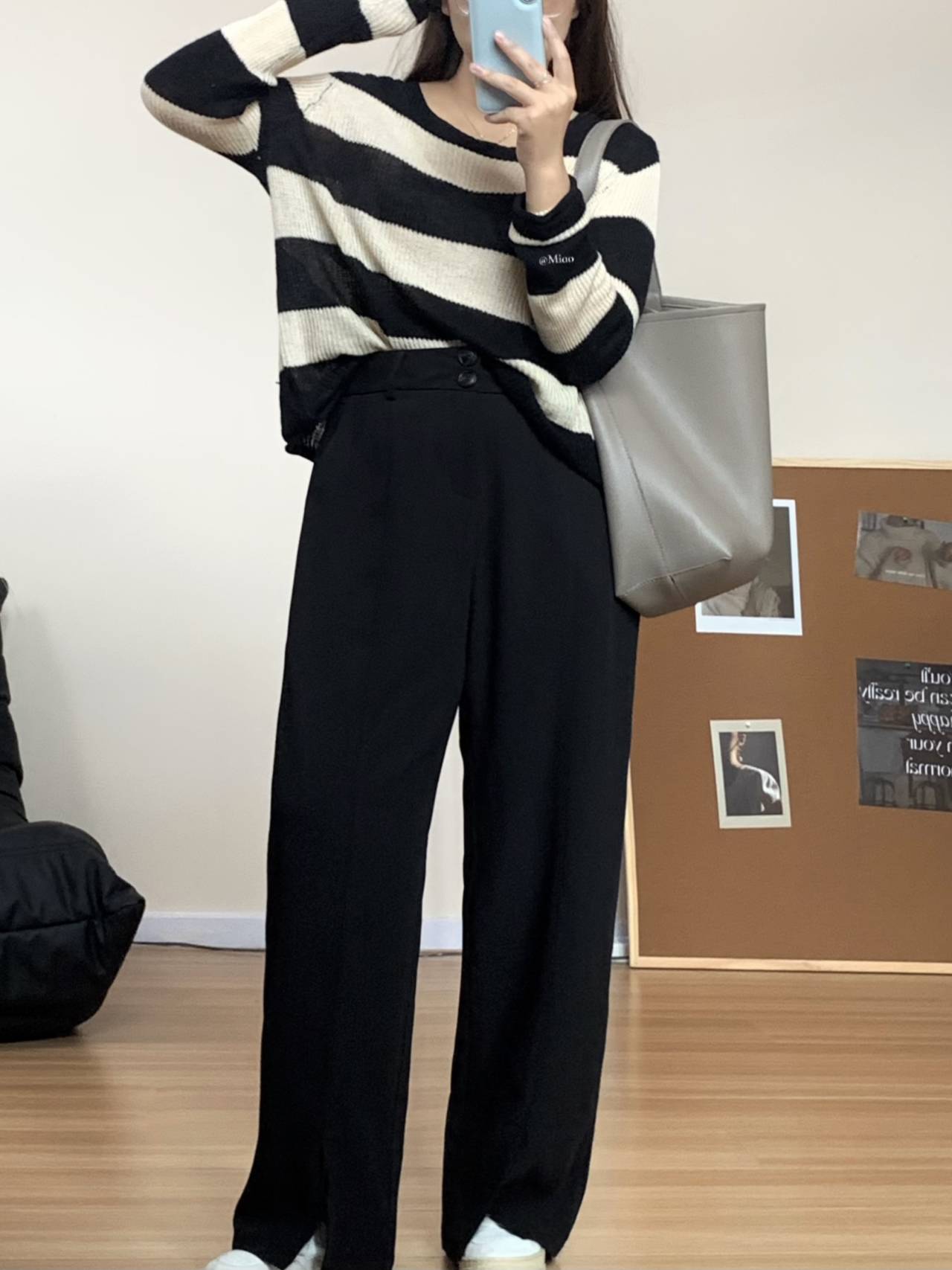 微胖mm显瘦直筒开叉休闲西装裤
