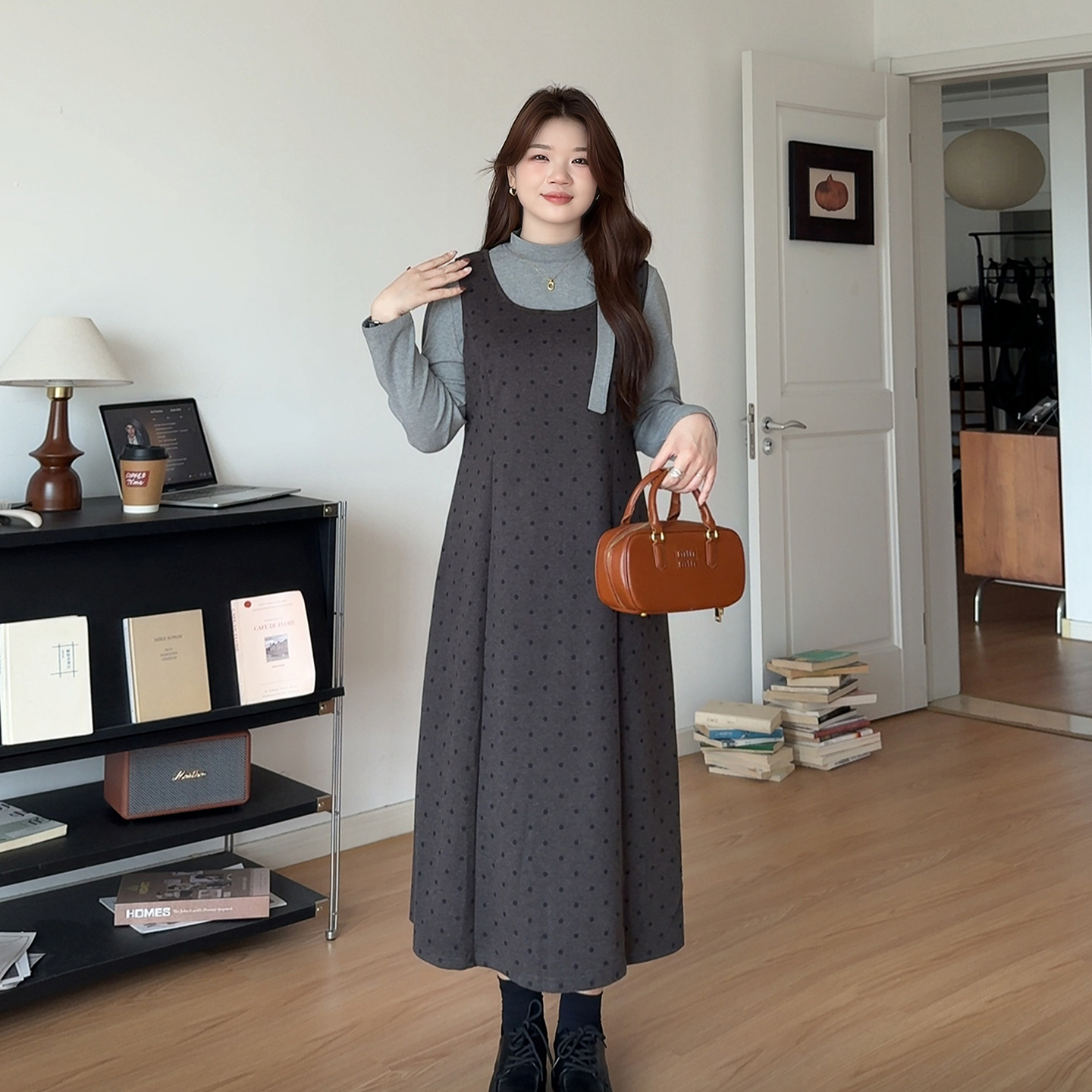 大码女装气质穿搭蝴蝶结裙套装