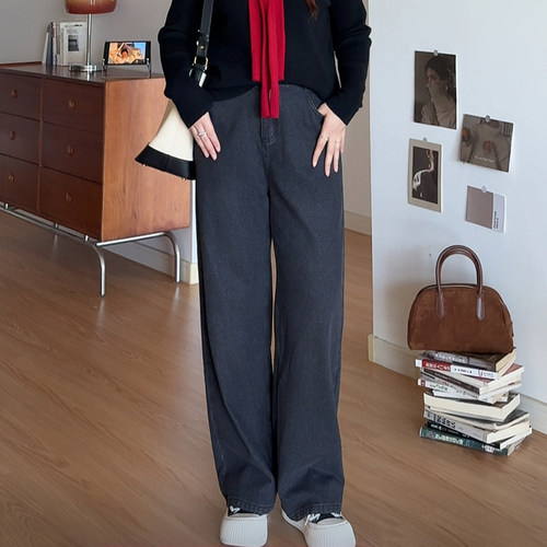 梨型大码女装高腰显瘦直筒牛仔裤