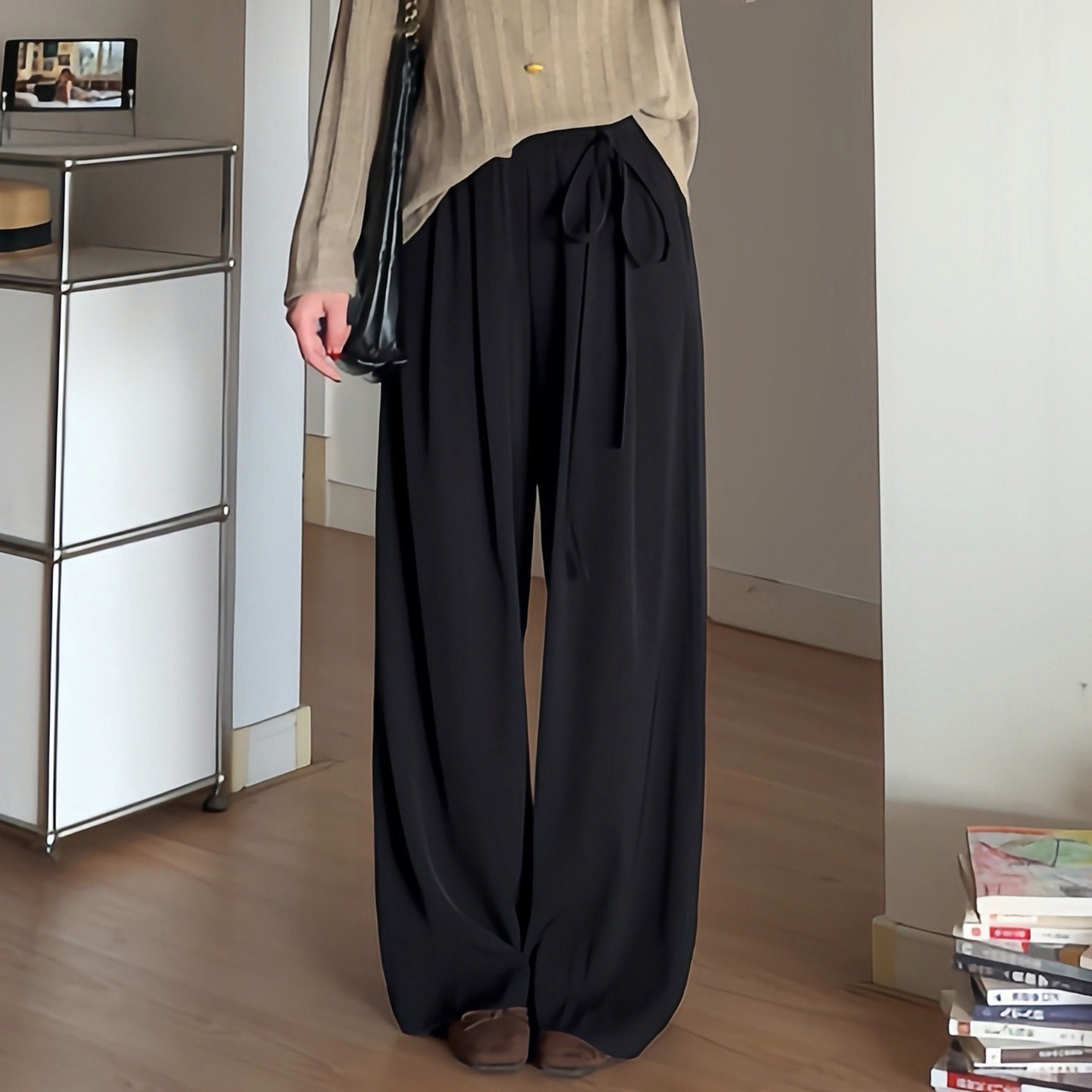 微胖的喵喵大码梨型mm春季新款绑带设计感阔腿裤巨遮胯西装裤3736,女装/女士精品,大码裤装,淘宝优惠券,粉丝福利购,淘宝优惠卷