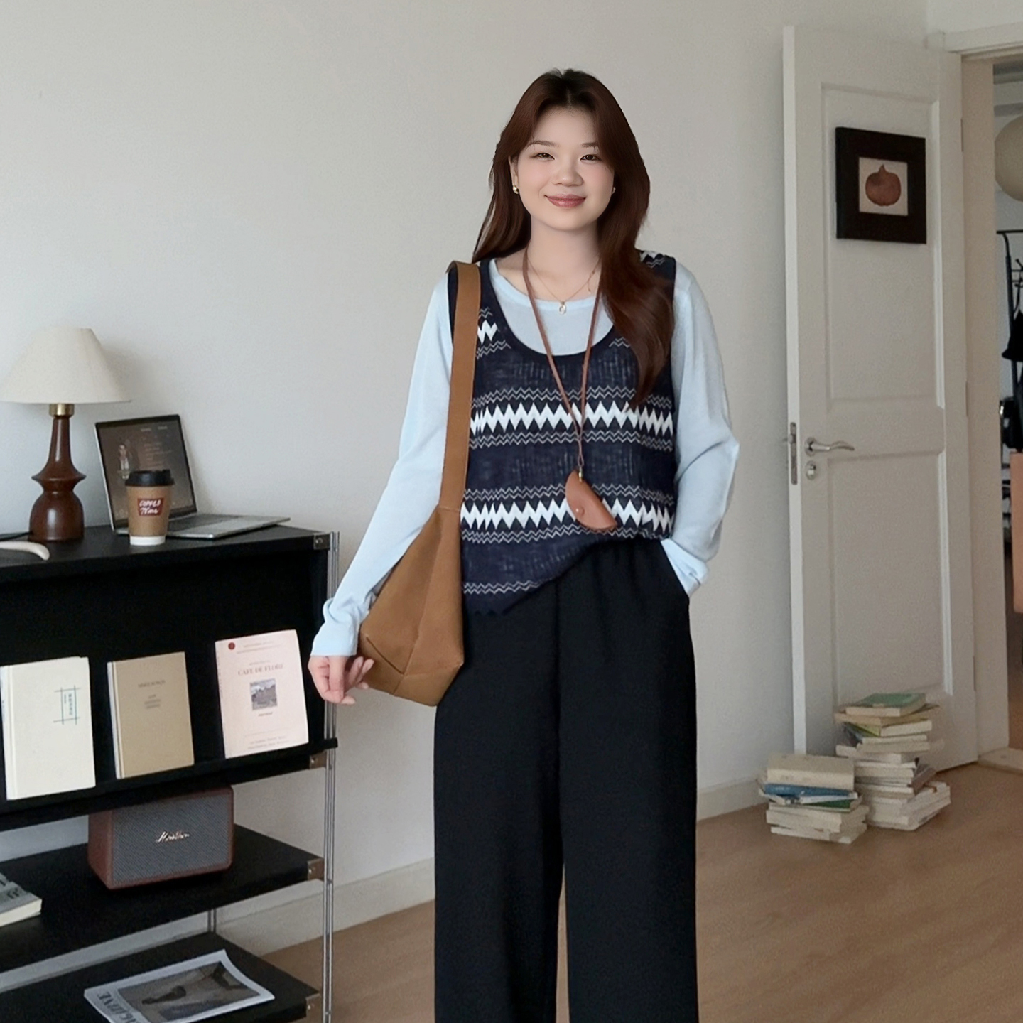 大码女装简约T恤上衣背心两件套