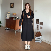 喵喵大码 女装 胖mm秋季 微胖 2025整套穿搭卫衣背心裙两件套装 6036