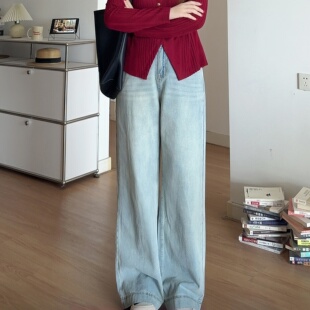 巨显瘦高腰遮跨直筒牛仔裤 微胖 新款 胖mm春装 子5515 喵喵梨型大码