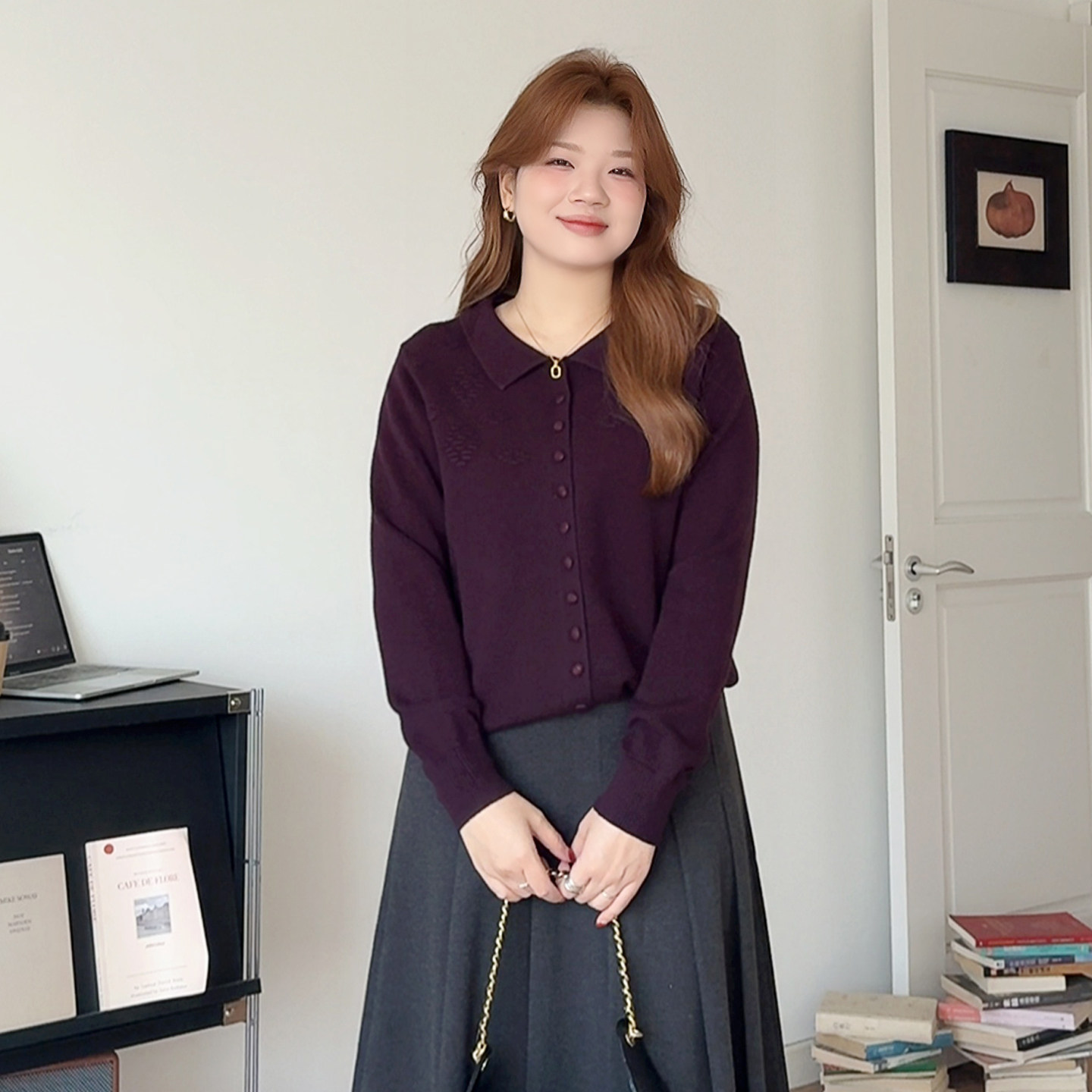 微胖的喵喵大码女装时尚复古毛衣胖mm秋冬翻领设计感针织开衫9332,女装/女士精品,大码内搭,淘宝优惠券,粉丝福利购,淘宝优惠卷