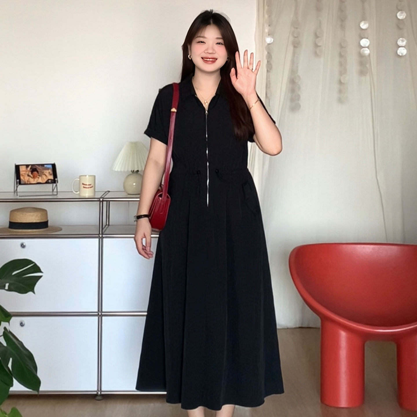 微胖的喵喵 大码女装适合胖mm夏装显瘦特别漂亮遮肉巨瘦a字连衣裙