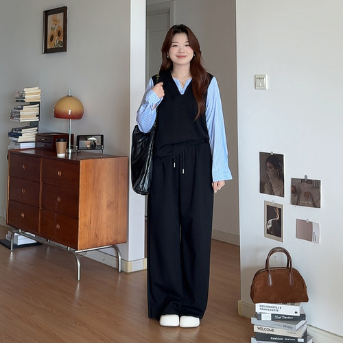 大码女装休闲上衣阔腿裤套装