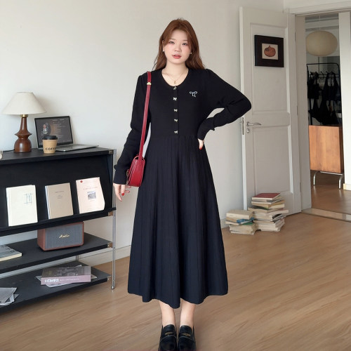 大码女装胖mm显瘦内搭针织连衣裙