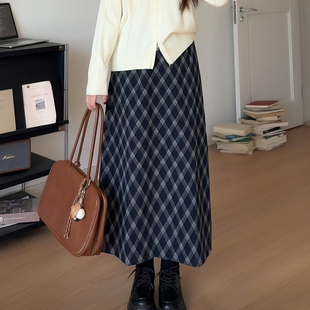 穿搭气质高级感格纹加厚毛呢半身裙子0559 胖mm冬装 微胖 喵喵大码