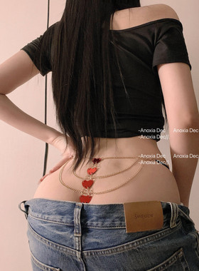 DEC馋蜜媚臀 红色爱心链条性感镂空内裤女纯欲辣妹低腰丁字裤