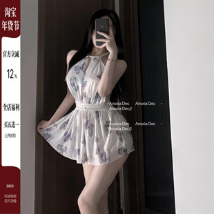 DEC 美神蝶梦 挂脖露背性感睡裙网纱纯欲约会睡衣高级