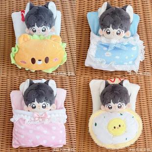 棉花娃娃床品10cm15cm明星玩偶娃娃馋汉堡包鸡蛋床品被子床垫枕