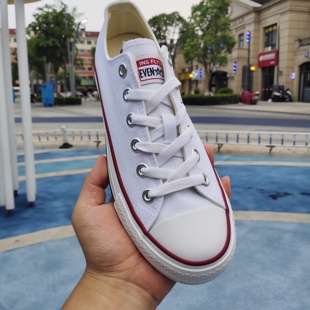 新款百世康威经典款低帮帆布鞋男女情侣学生休闲板鞋百搭小白鞋