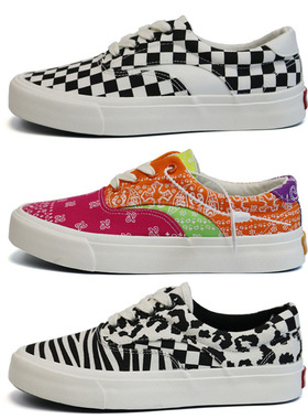 撤柜处理VANCE ERA联名彩色腰果花豹纹棋盘格子帆布鞋男女情侣款