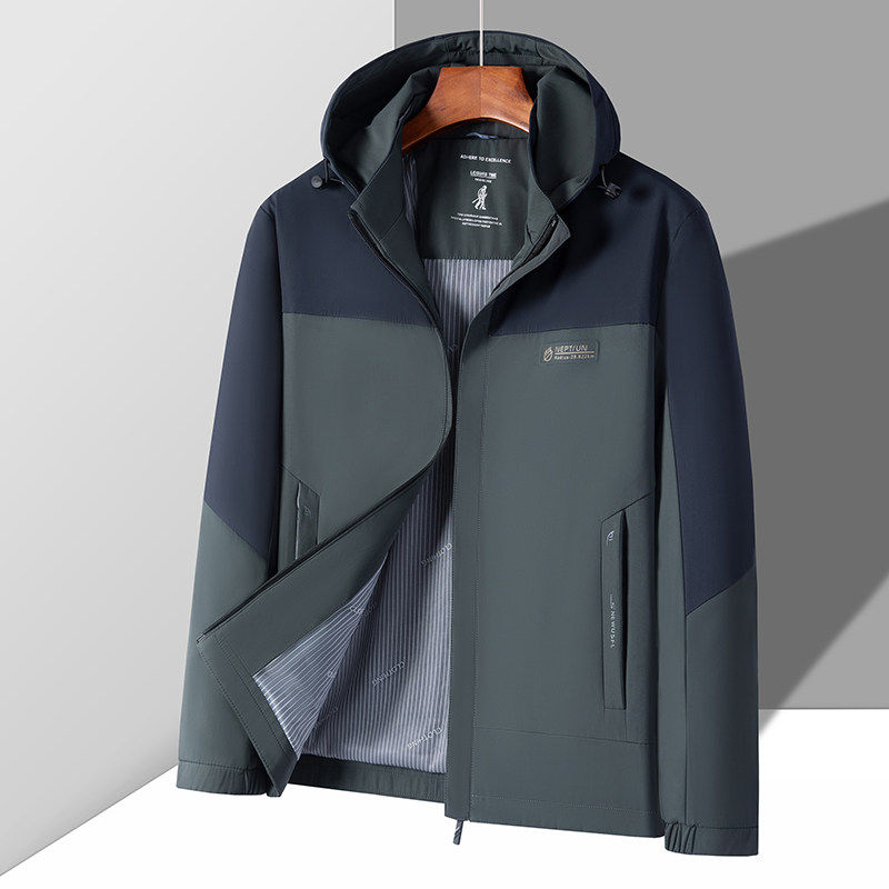 啄木鸟爸爸外套春秋款中年男士夹克衫中老年人男春秋装薄款上衣服