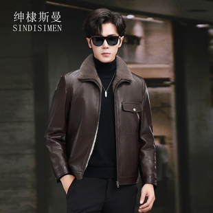 貂皮外套男十字貂内胆整貂皮草短款水貂皮毛一体绵羊皮真皮皮衣冬
