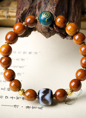 原创藏式骨头虎牙天珠手链 文玩牦牛骨民族风男女款手串 一件代发