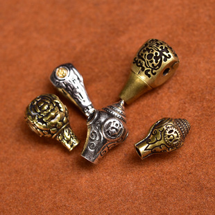 DIY藏区老铜雕刻一体三通藏式文玩佛珠手串半成品配件饰品批发