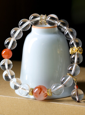 2026上新天然白水晶南红玛瑙新中式手链 原创文玩手串 一件代发