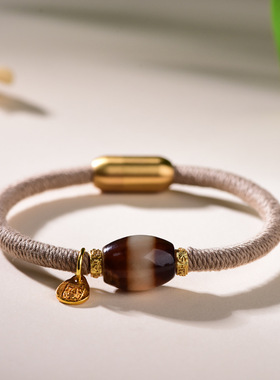 藏式文玩九眼一线天珠手链女手环老矿天然玛瑙男女新中式手绳厂家