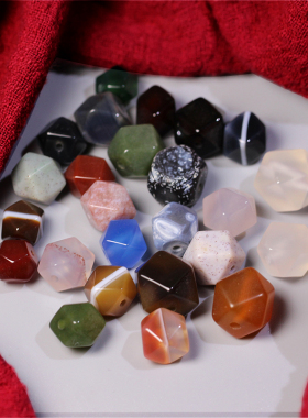 梵间星辰西藏天然玛瑙 凤血一线八棱10mm散珠diy配饰手链顶珠腰珠