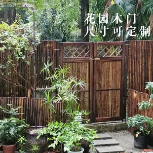 花园竹门庭院门户外竹围栏日式 目隐机器设备遮挡防腐木门竹门